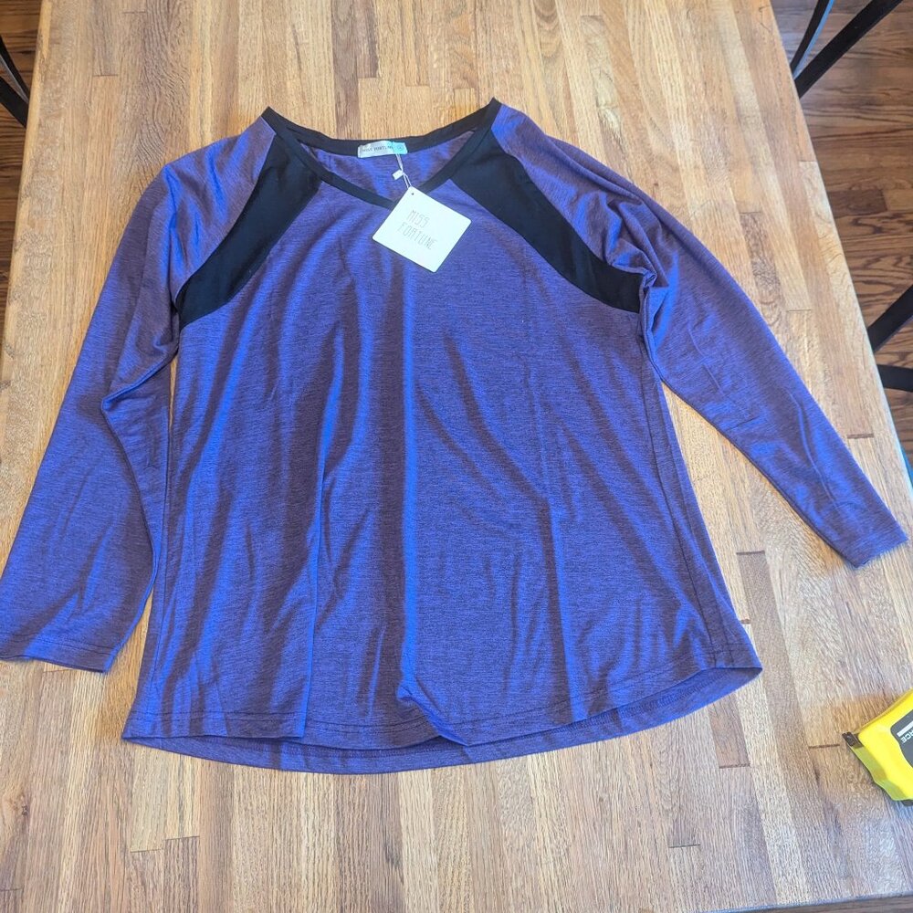 Miss Fortune Purple and Black Long Sleeved Women's XL Top